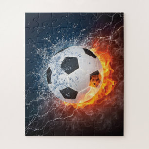 Puzzle Flamme Football/Balle de Football Jeu d'oreiller
