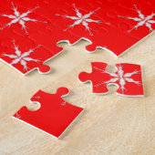 Puzzle Flammes De Neige En Verre Sur Arrière - plan Rouge (Côté)