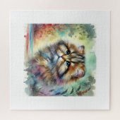 Puzzle Flat Headed Cat 101024AREF119 - Watercolor (Horizontal)