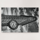 Puzzle Flatiron Building et horloge en noir et blanc (Horizontal)