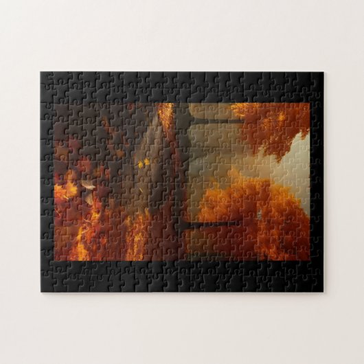 Puzzle Flèche d'automne orange or feuille voie à travers (Horizontal)