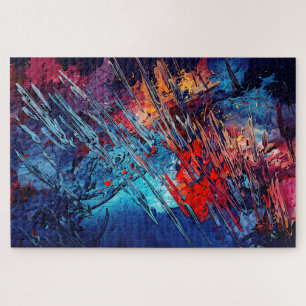 Puzzle Flèche de feu bleu rouge Art Abstrait contemporain