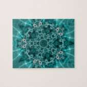 Puzzle Flèche de neige | Art fractal bleu et blanc (Horizontal)