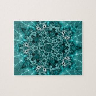 Puzzle Flèche de neige | Art fractal bleu et blanc