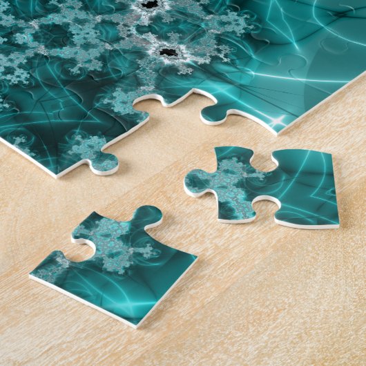 Puzzle Flèche de neige | Art fractal bleu et blanc (Côté)