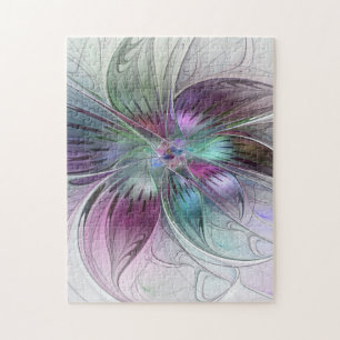 Puzzle Fleur Abstraite colorée Art moderne floral fractal