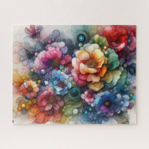 Puzzle Fleur Abstraite Encre Alcoolique