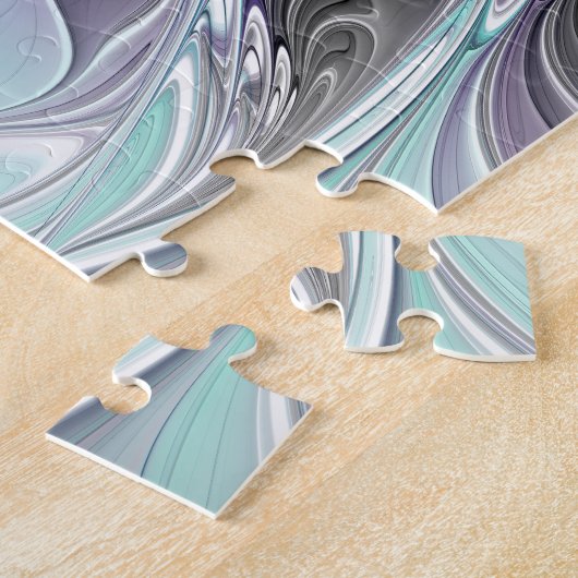 Puzzle Fleur Abstraite Fractale Moderne Avec Bleu (Côté)