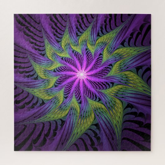 Puzzle Fleur Abstraite Moderne de Fractale d'Art Violet V (Vertical)