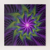 Puzzle Fleur Abstraite Moderne de Fractale de Vert Pourpr (Horizontal)
