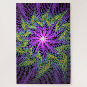 Puzzle Fleur Abstraite Moderne de Fractale Violette Verte