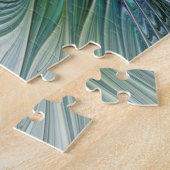 Puzzle Fleur Abstraite Moderne Fractale Verte Violette (Côté)