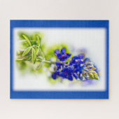 Puzzle Fleur Bluebonnet texane sur blanc avec graphisme (Horizontal)