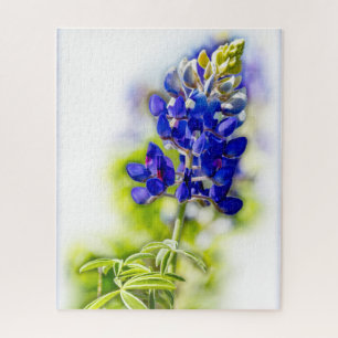 Puzzle Fleur Bluebonnet texane sur blanc avec graphisme