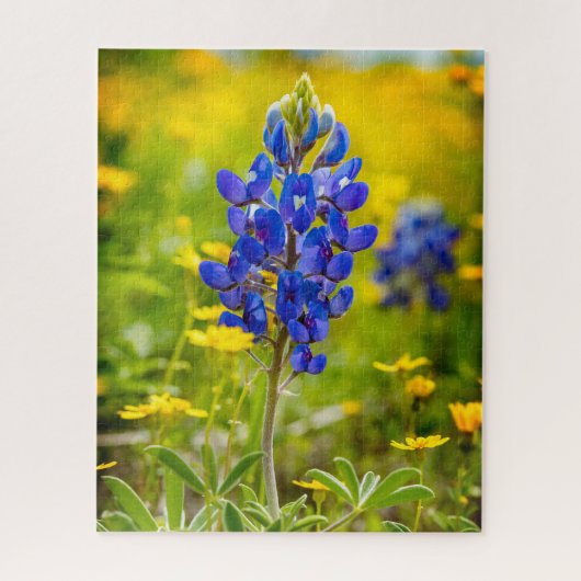 Puzzle Fleur Bluebonnet Texas avec Jaune (Vertical)