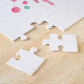 Puzzle Fleur botanique aquarelle rose vert (Côté)