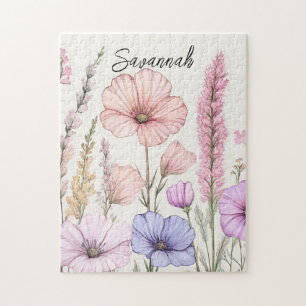 Puzzle Fleur botanique personnalisée de fleurs sauvages