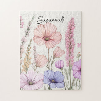 Puzzle Fleur botanique personnalisée de fleurs sauvages