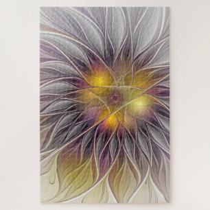 Puzzle Fleur colorée lumineuse, fractale moderne abstrait