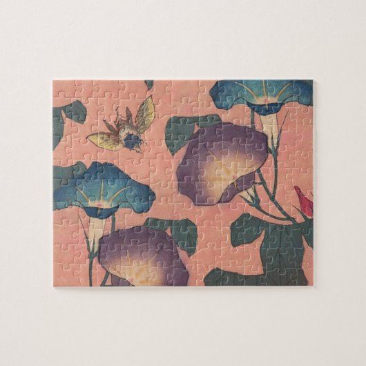 Puzzle Fleur d'abeille rose classique Hokusai Art (Horizontal)