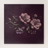 Puzzle Fleur d'anémone mauve pourpre botanique foncée (Horizontal)