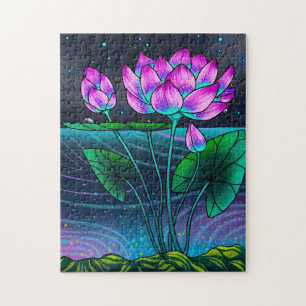 Puzzle fleur dans une nuit sombre