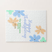 Puzzle Fleur d'aquarelle bleu orange vert hiverMerci (Horizontal)