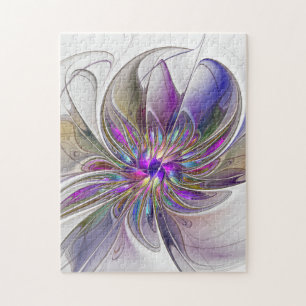 Puzzle Fleur d'art fractal abstrait énergique et coloré