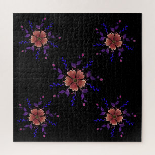 Puzzle Fleur d'art populaire en cuivre et violet capricie