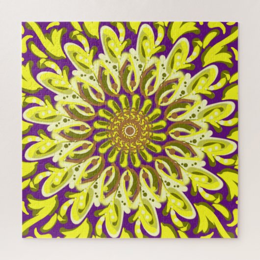Puzzle Fleur de chrysanthème jaune violet Abstrait (Vertical)