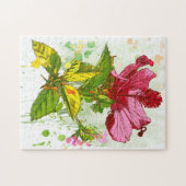 Puzzle Fleur de ketmie - peinture d'aquarelle (Horizontal)