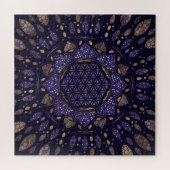 Puzzle Fleur de la vie au Lotus Dot Art pourpre et or (Horizontal)