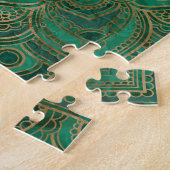 Puzzle Fleur de la vie dans Lotus - malachite et or (Côté)