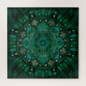 Puzzle Fleur de la vie Point Art malachite or (Horizontal)
