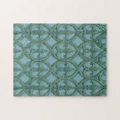 Puzzle Fleur de lis Bleu Et Vert (Horizontal)
