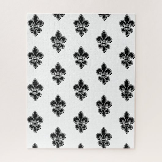 Puzzle Fleur de Lis noir et blanc (Vertical)