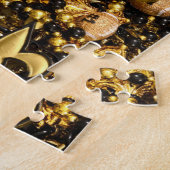 Puzzle Fleur de Lis noir et or et perles de football (Côté)