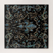 Puzzle Fleur de lis ornement Abalone Shell et Or (Horizontal)