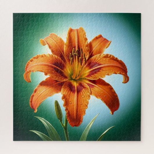 Puzzle Fleur de lys orange vibrant en fleurs (Vertical)