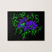 Puzzle fleur de lys violet sur noir (Horizontal)