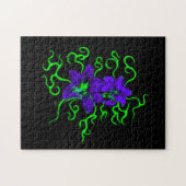 Puzzle fleur de lys violet sur noir (Horizontal)