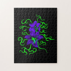 Puzzle fleur de lys violet sur noir