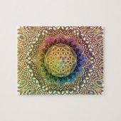 Puzzle Fleur de mandala de méditation de yoga de Lotus OM (Horizontal)