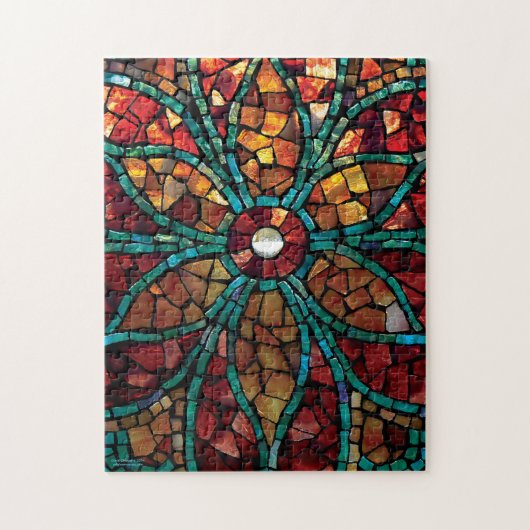 Puzzle "fleur de mosaïque en verre souillé (Vertical)
