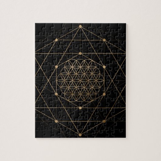 Puzzle Fleur de noir et d'or de la vie (Vertical)