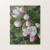 Puzzle fleur de pomme et feuilles verts (Vertical)