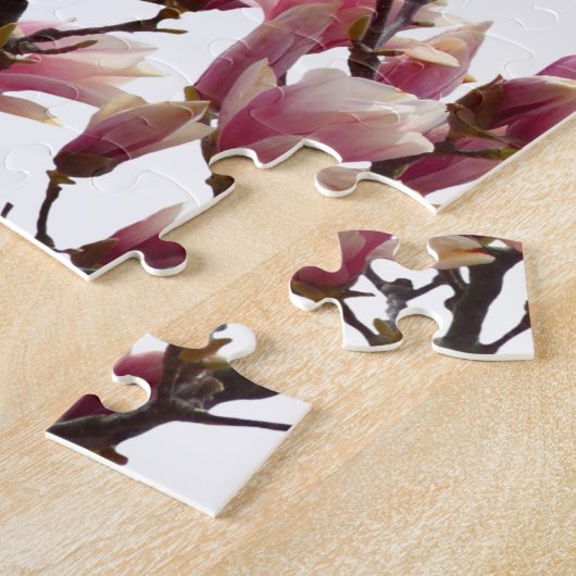 Puzzle Fleur de printemps rose florissante Magnolias (Côté)