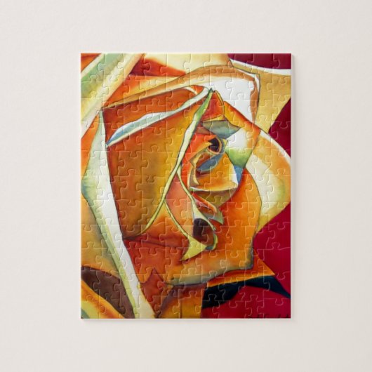 Puzzle Fleur de Rose jaune aquarelle originale d'Art (Vertical)