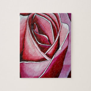 Puzzle Fleur de rose rose macro aquarelle art abstrait