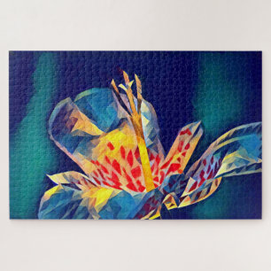Puzzle Fleur de Tigre en Bleu